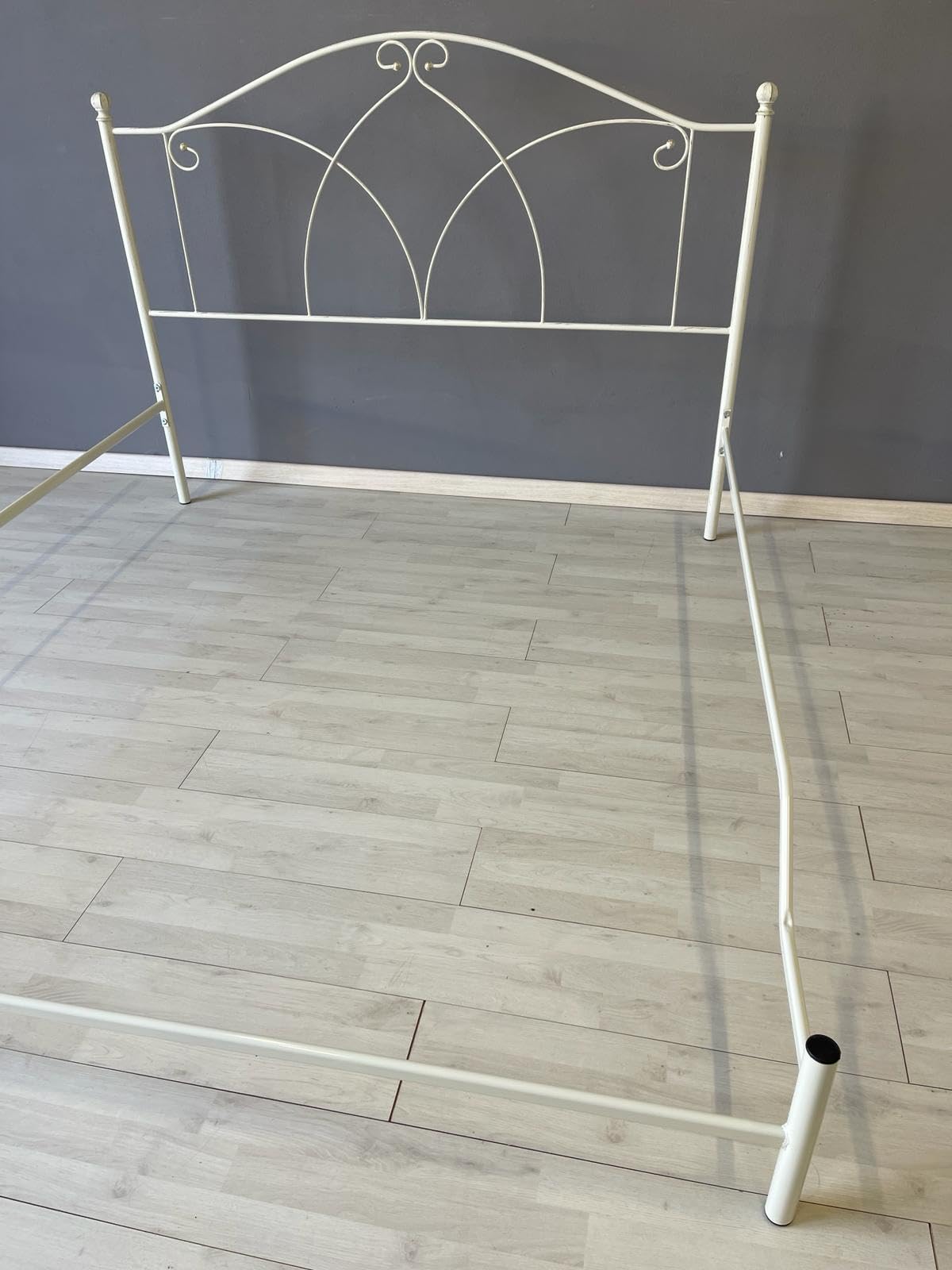 AESSEGI Letto Matrimoniale Solo Testata 160x190 Ferro Battuto Avorio sfumato oro Artigianale Made in Italy. Modello Denise, Struttura Metallo, Spedizione inclusa.