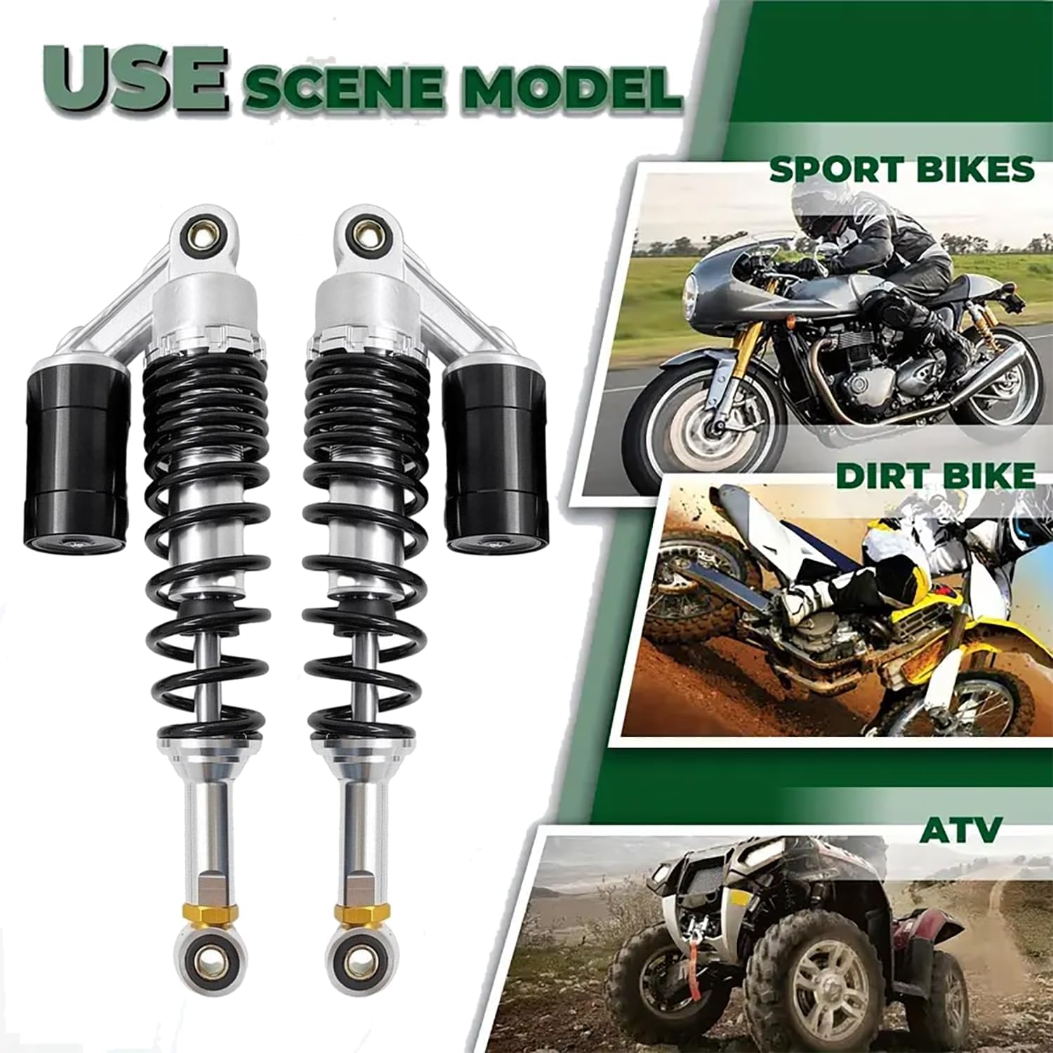 DREAM MOTION Motorcycle Air Shock Absorber 12.99inch 330mm Rear Adjustable Aluminum Alloy Gasbag Spring Damper For Honda CT90 CT100 Apollo125cc Yamaha 150cc SSR Karting ATV Drit Pit Bike Parts,Black