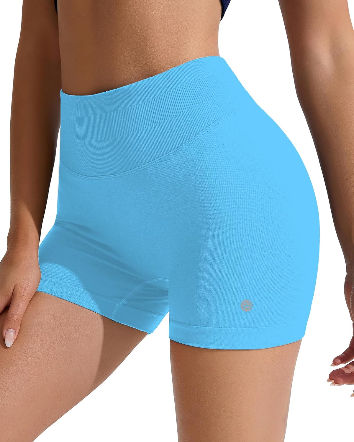 RIOJOY Gym Shorts Women, 4‘’ Seamless Workout Shorts for Women, Tummy Control No Front Seam Yoga Running Biker Athletic Short