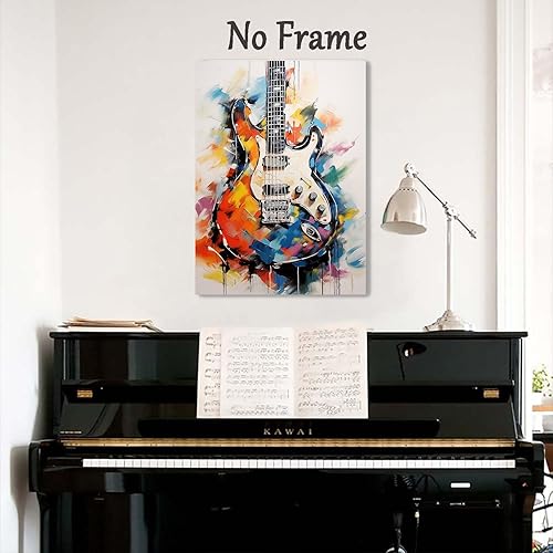 Miniatura 6 de Arte de pared de guitarra de graffiti, arte colorido de guitarra en acuarela, arte de graffiti, decoración de habitación, música estética, arte de