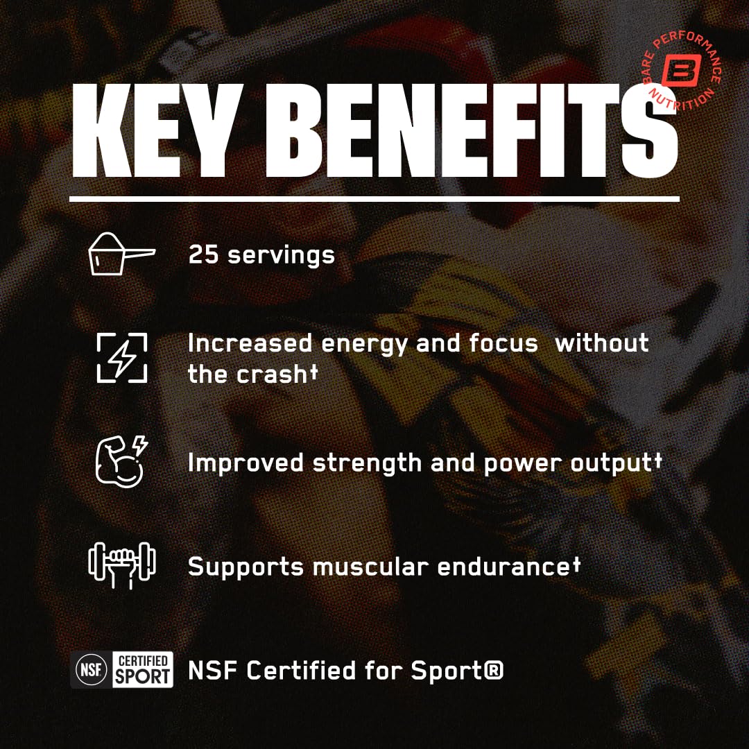 BARE PERFORMANCE NUTRITION, BPN PRE, Pre-Workout, Supports Energy and Mental Focus, Improved Endurance & Muscle Pumps with CarnoSyn Beta Alanine, Alpha-GPC, Midnight Melon, 25 Servings — Amazon image 3