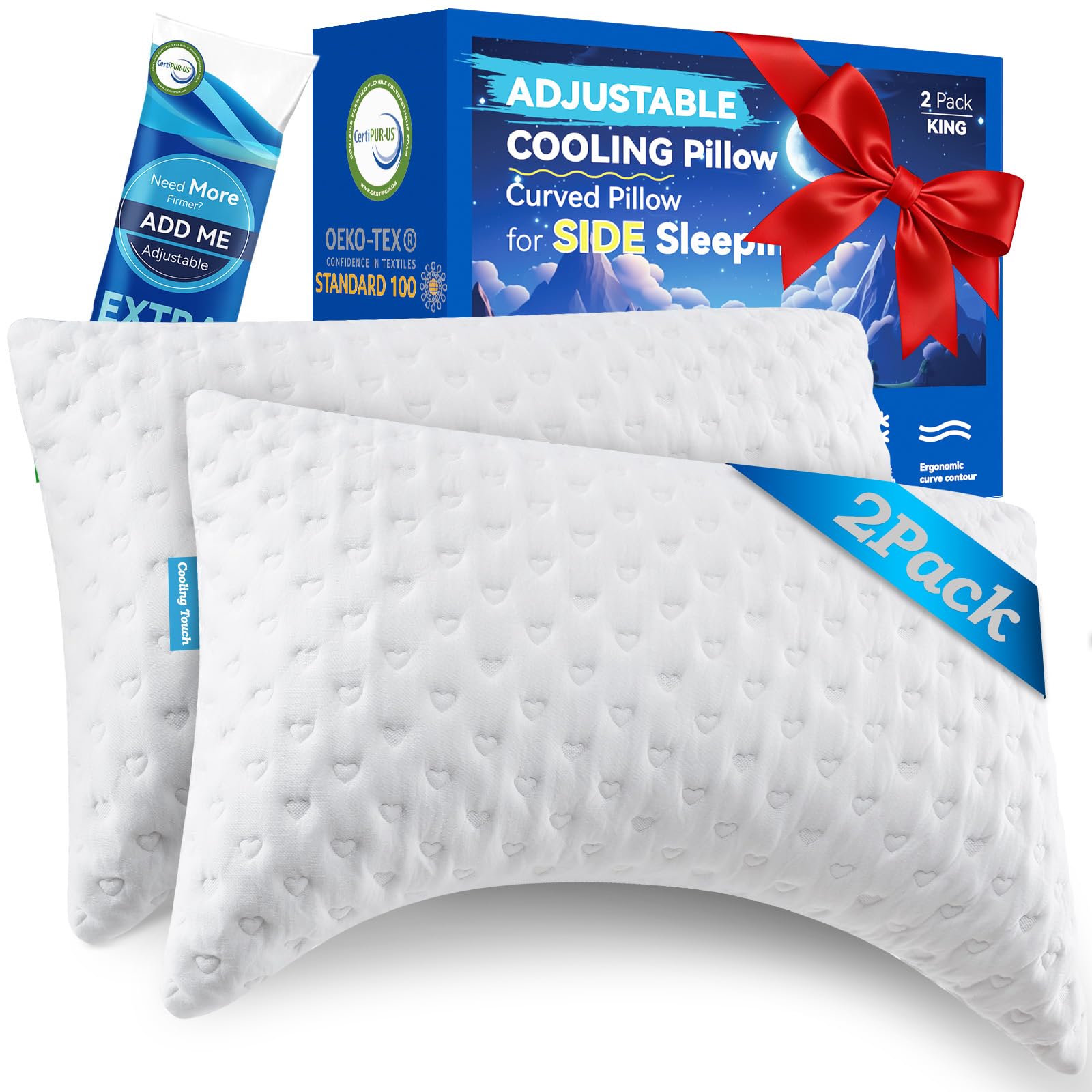 btasleeep Curved Side Sleeper Pillow King
