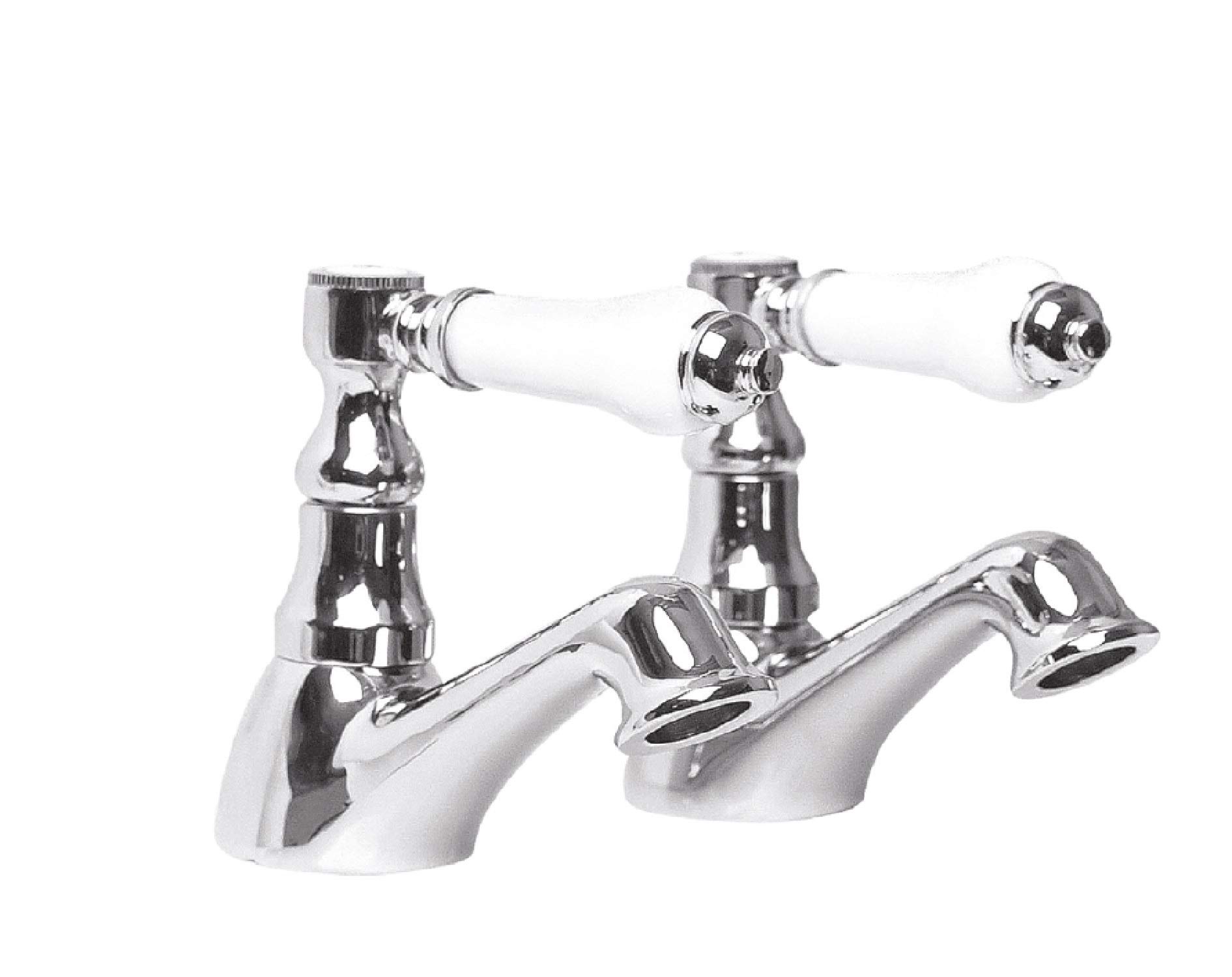 FNX Bathrooms Traditional Ceramic Lever Hot & Cold Basin Sink TapsChrome Pair from B&Q