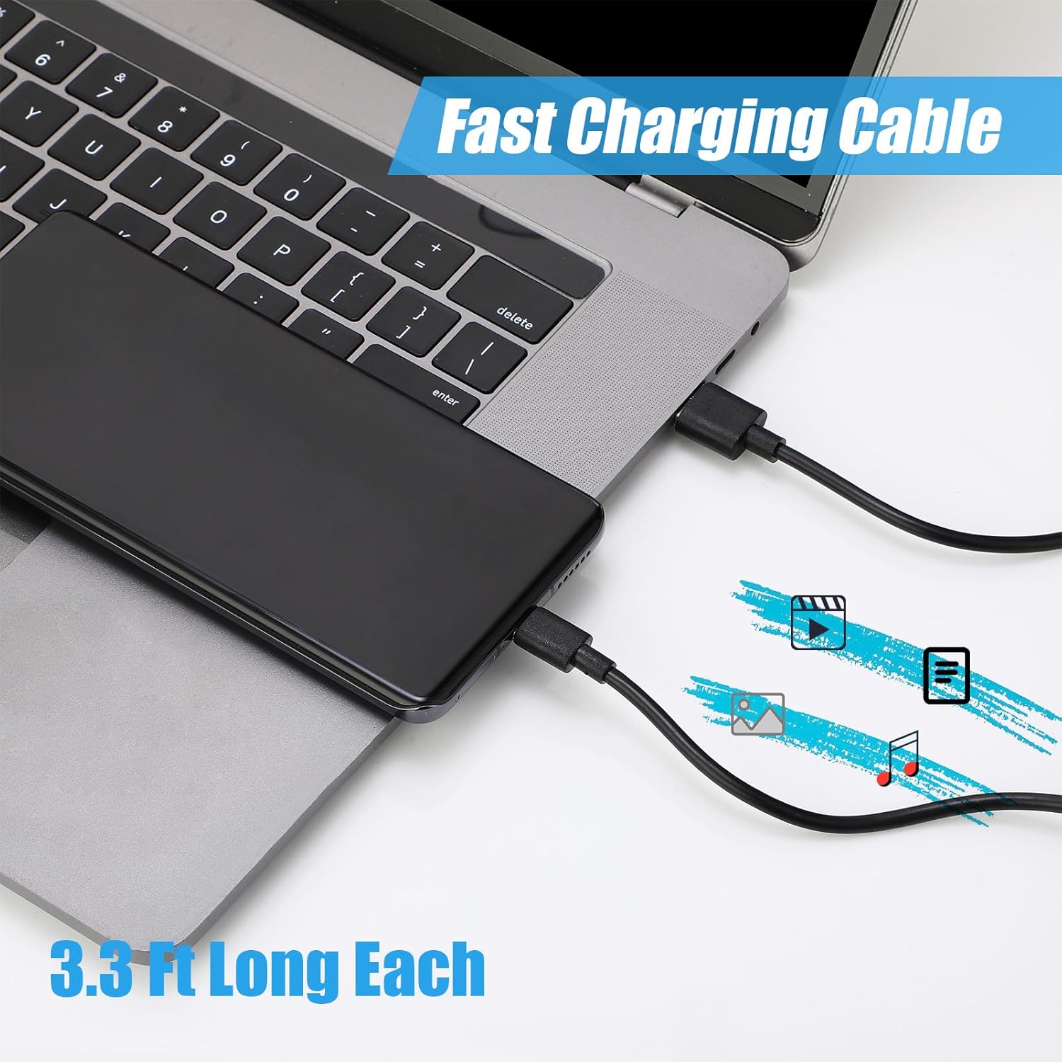 Kanayu 100 Pack USB Type C Cable Bulk Black Fast Charging Cable 3A Charger Cord Compatible with Galaxy S10 S9 S8 S20 S21 S23 Plus A52 A21 A32 A11 Note 10 9 8(3.3ft)