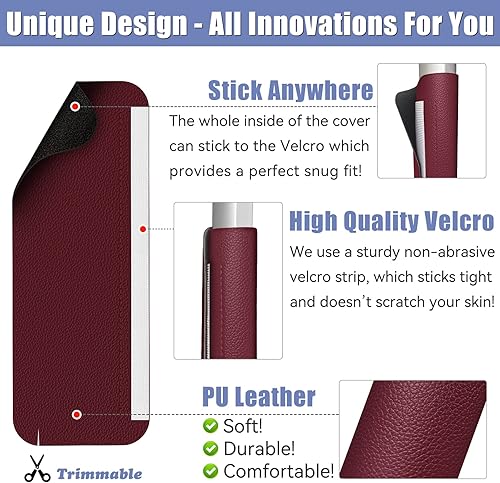 Vista 22 de Fundas para manijas de puerta de refrigerador, 5 unidades, fundas de cuero para manijas de electrodomésticos de cocina, mantienen tu refrigerador