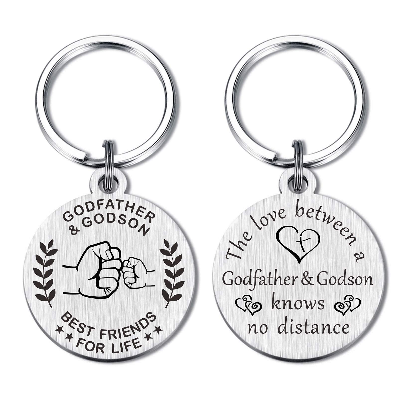 MXRSDF Godfather Gifts - Best Friend of Life, No Distance Keychain, Godfather and Godson & Goddaughter Keepsake
