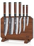 7 Pieces Knife Set with Magnetic Knife Block, Japanese High Carbon Steel Kitchen Knife Set, Ultra Sharp Chef Knives Set with Ergonomic Handle