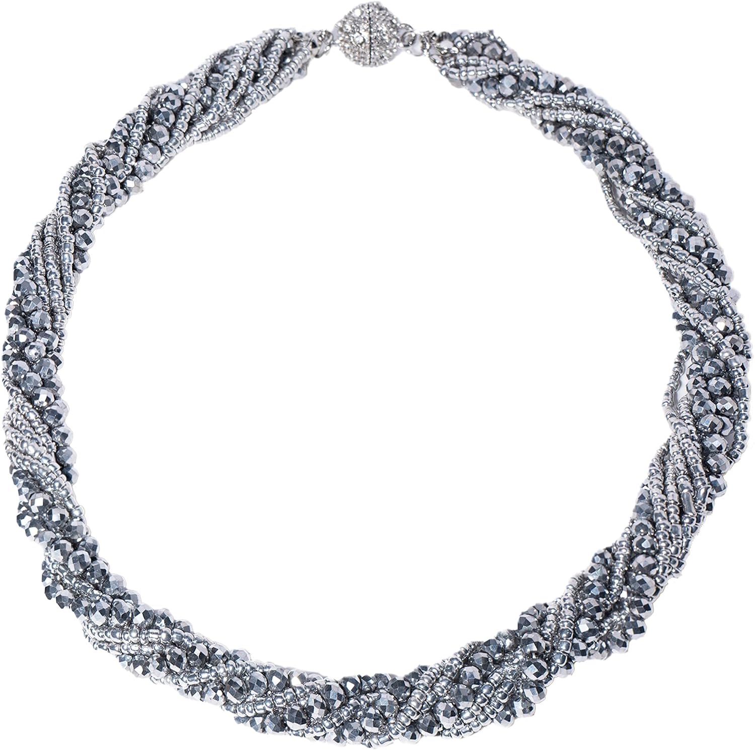 Luxury-style Multicolored Layered Artificial Crystal Necklace & Bracelet Set for women, Twistable&Elegant, Handmade Jewelry for Daily Wear & Gifting