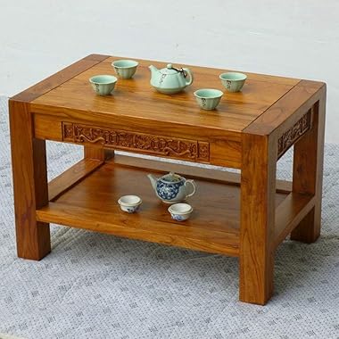 Coffee Tables Double bay window meditation table tatami table (Color : Brown, Size : 60 * 40 * 40cm)