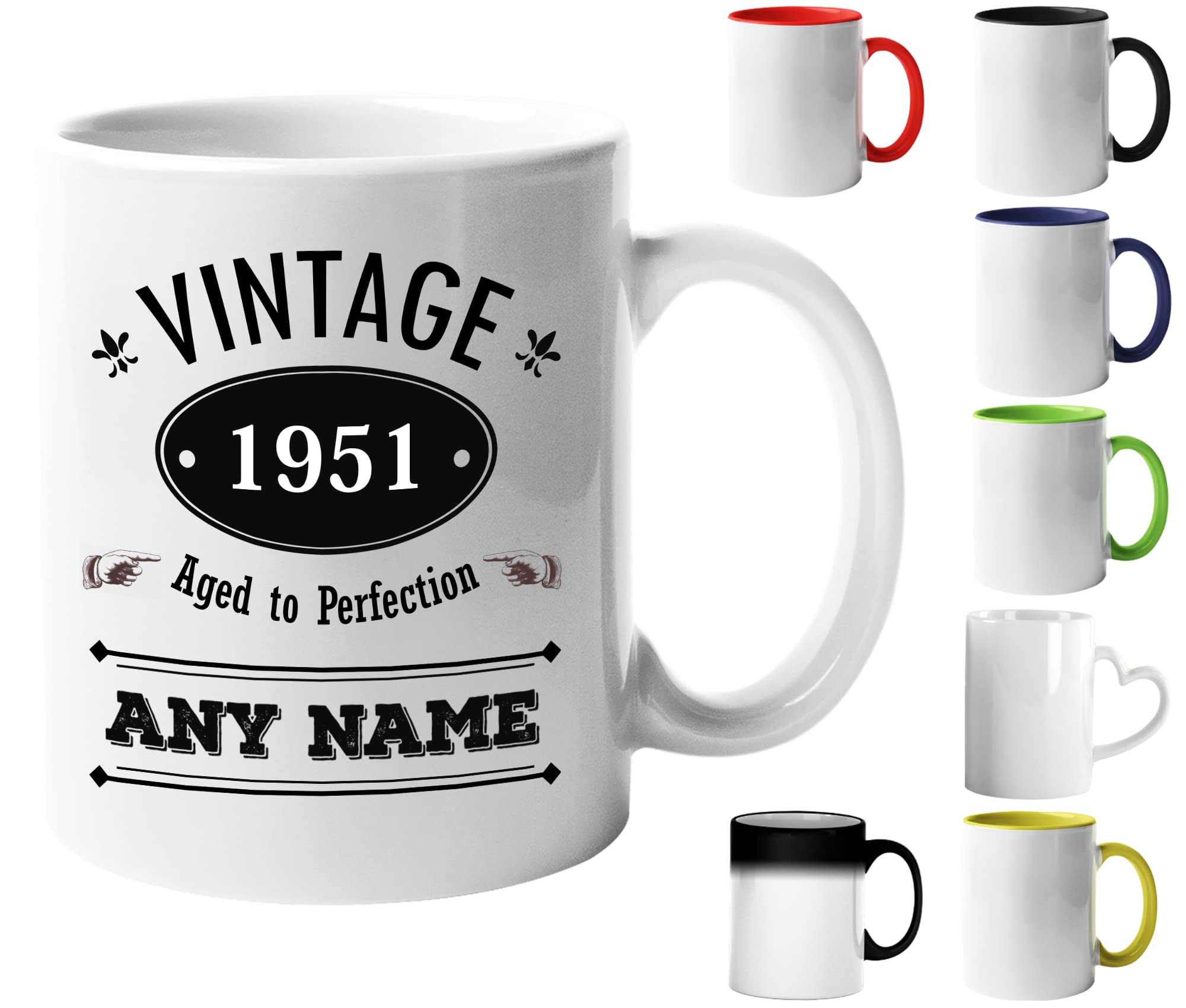 Mr Jeans Vintage 1951 Mug (Age 71) Aged to Perfection Personalised Mug - Customised 71th Birthday Gift - Add Name