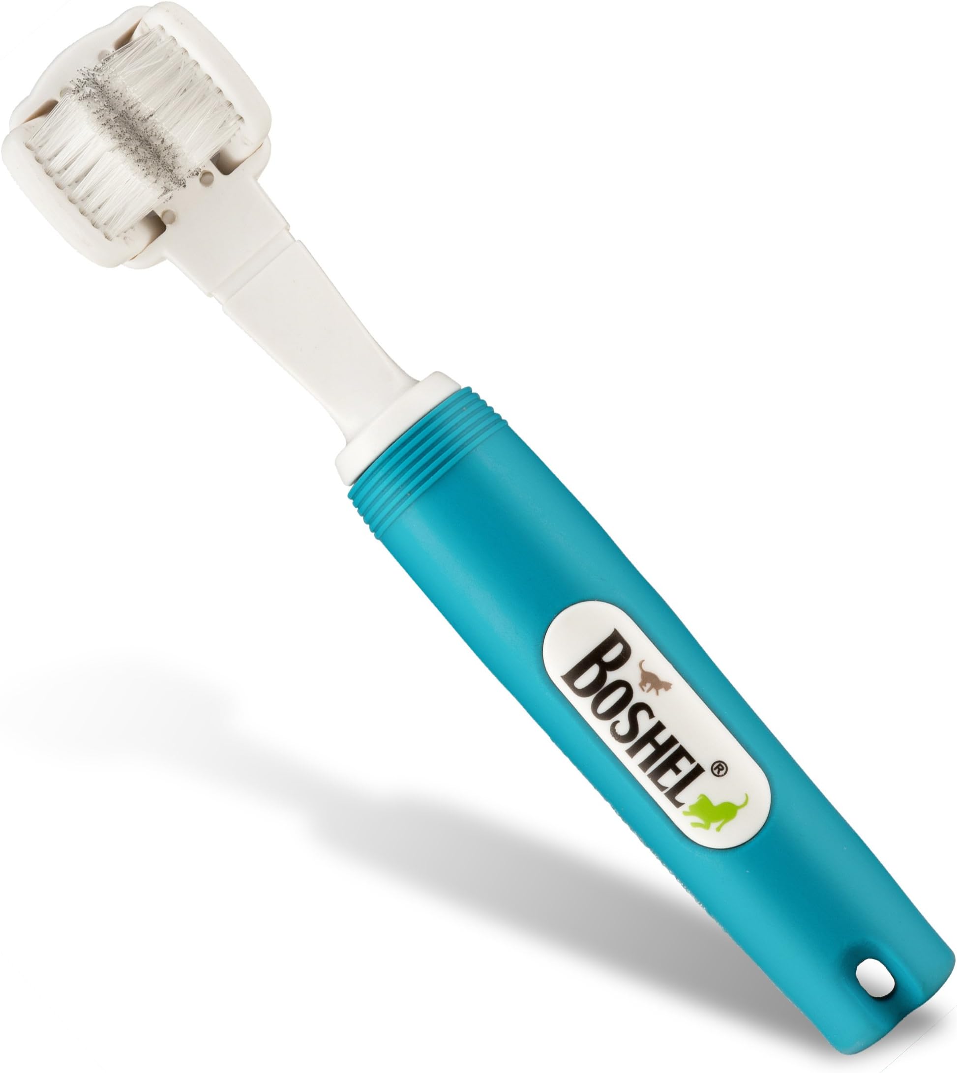 Boshel Dog Toothbrush For Pet Dental Care - Triple Headed Toothbrush - Recommended By Vets And Pet Groomers - Perfect For Large Sized Dogs - Ergonomic Handle Design For Easy Oral Care Grooming