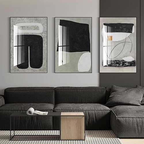 QKF Extra large Bright Minimalist Abstract Framed Wall Art, Black