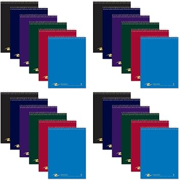 Case of 24 FlipPer One Subject Notebooks, 8.5"x11.5", top-opening, 80 sheets 15# White Paper, College Ruled W/Margin, Perforated