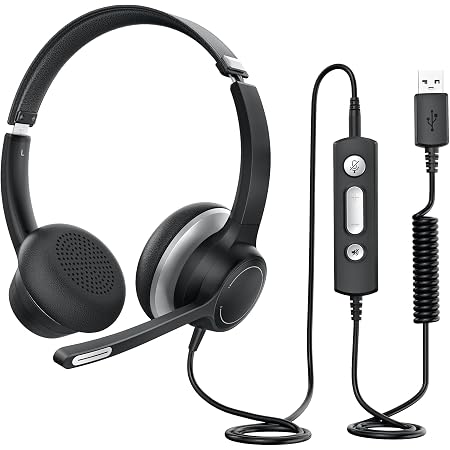 Cuffie PC con Microfono Cancellazione di Rumore, Cuffie Cablate da 3,5 mm con  Microfono Ruotabile, Controllo del Volume in Linea e Disattivazione  Dell'audio, Cuffie USB Aziendali per Zoom Skype : Amazon.it: Informatica