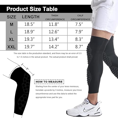 Miniatura 3 de Rodilleras de voleibol para adultos, protección de compresión para piernas para jóvenes y adultos, deportes, fútbol, baloncesto y correr (talla M,