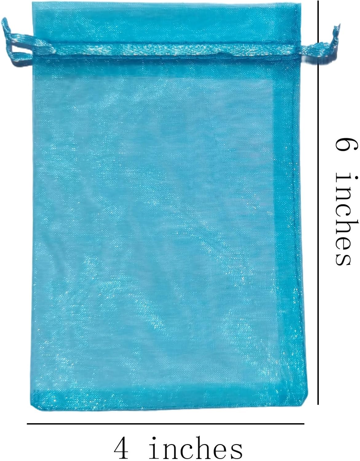 UBGBHO Sheer Organza Mesh Drawstring Gift Bags 4x6 Inch Turquoise 100pcs image 2