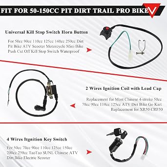 PRO BAT 7Pcs Lifan Stator Kick Start Electrical Wiring Harness Kit