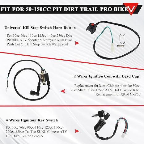 PRO BAT 7Pcs Lifan Stator Kick Start Electrical Wiring Harness Kit