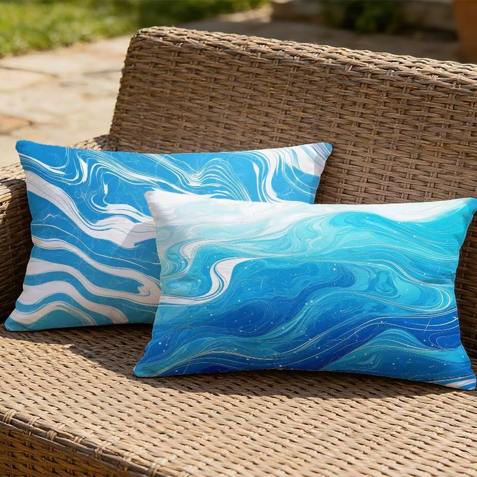 Housse de coussin de jardin 40x80 cm imperméable bleu lin