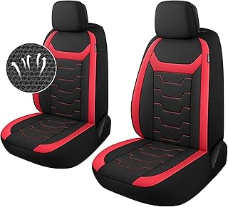 Breathable Car Seat Cover 2 Front Seats, 3D Air Mesh Cloth Seat Covers for Cars, Universal Fit Automotive Car Interior Covers for SUV Vans Sedans Trucks (Black/Red)