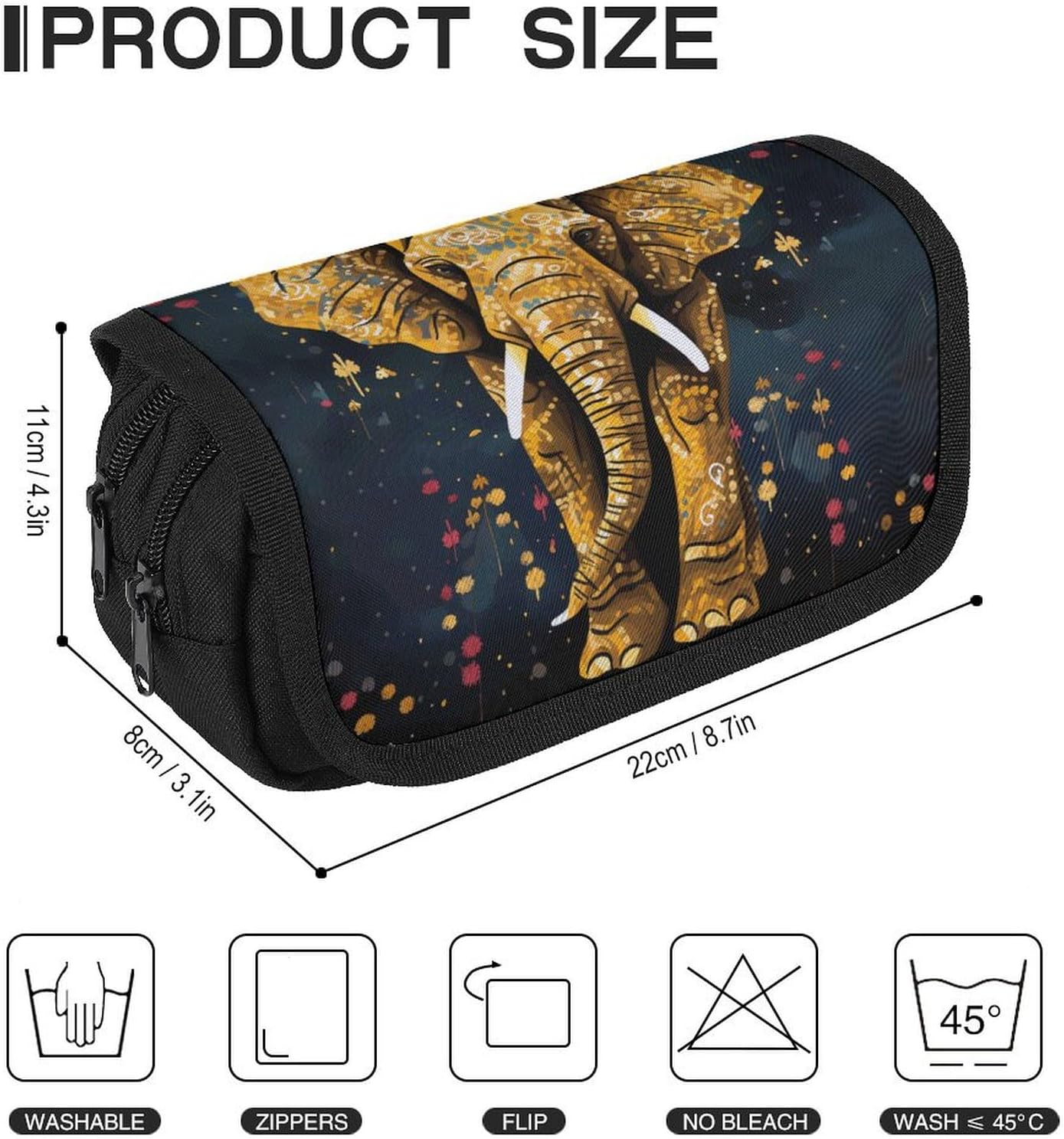 Pencil Pouch Abstract Elephant Pencil Case for Men Women Cosmetic Bag Aesthetic Pen Bag for Office Multifunctional Bags Marker Pen Case