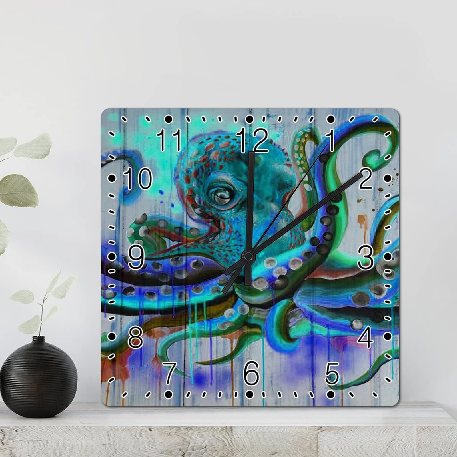 Horloge murale silencieuse pieuvre pour chambre sans bruit de tic-tac