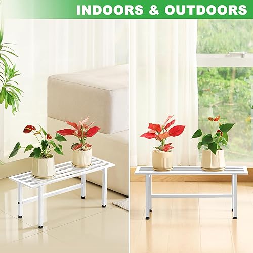 Miniatura 4 de Paquete de 2 soportes de metal para plantas al aire libre, estantes para plantas de interior, 1 nivel resistentes para múltiples plantas, 26