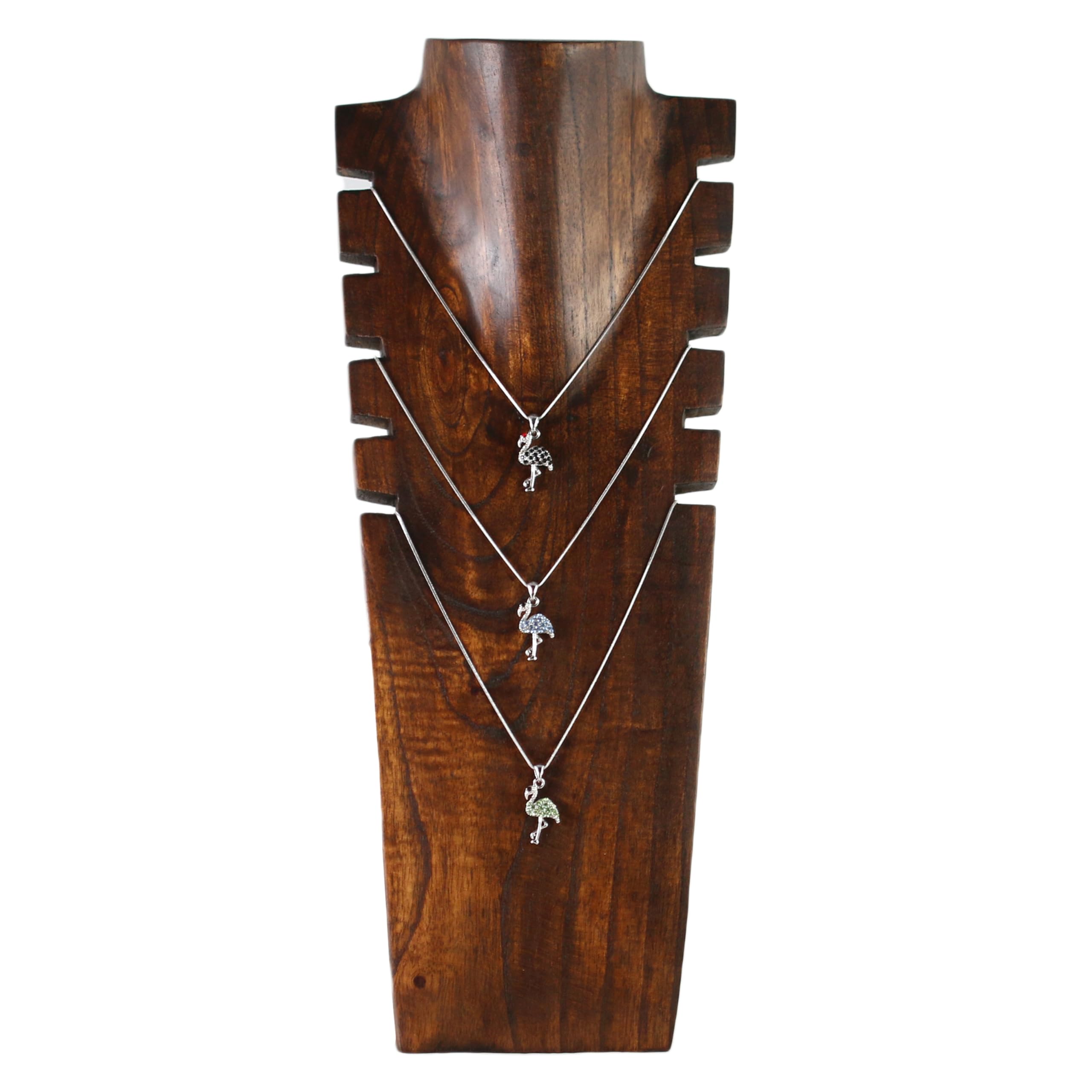 Handgefertigte Schmuckbüste aus Holz 40 cm – Kettenständer & Kettendisplay für mehrere Halsketten – Massiv, stabil– Ideal für Messe, Laden, Schaufenster & Zuhause (Braun)