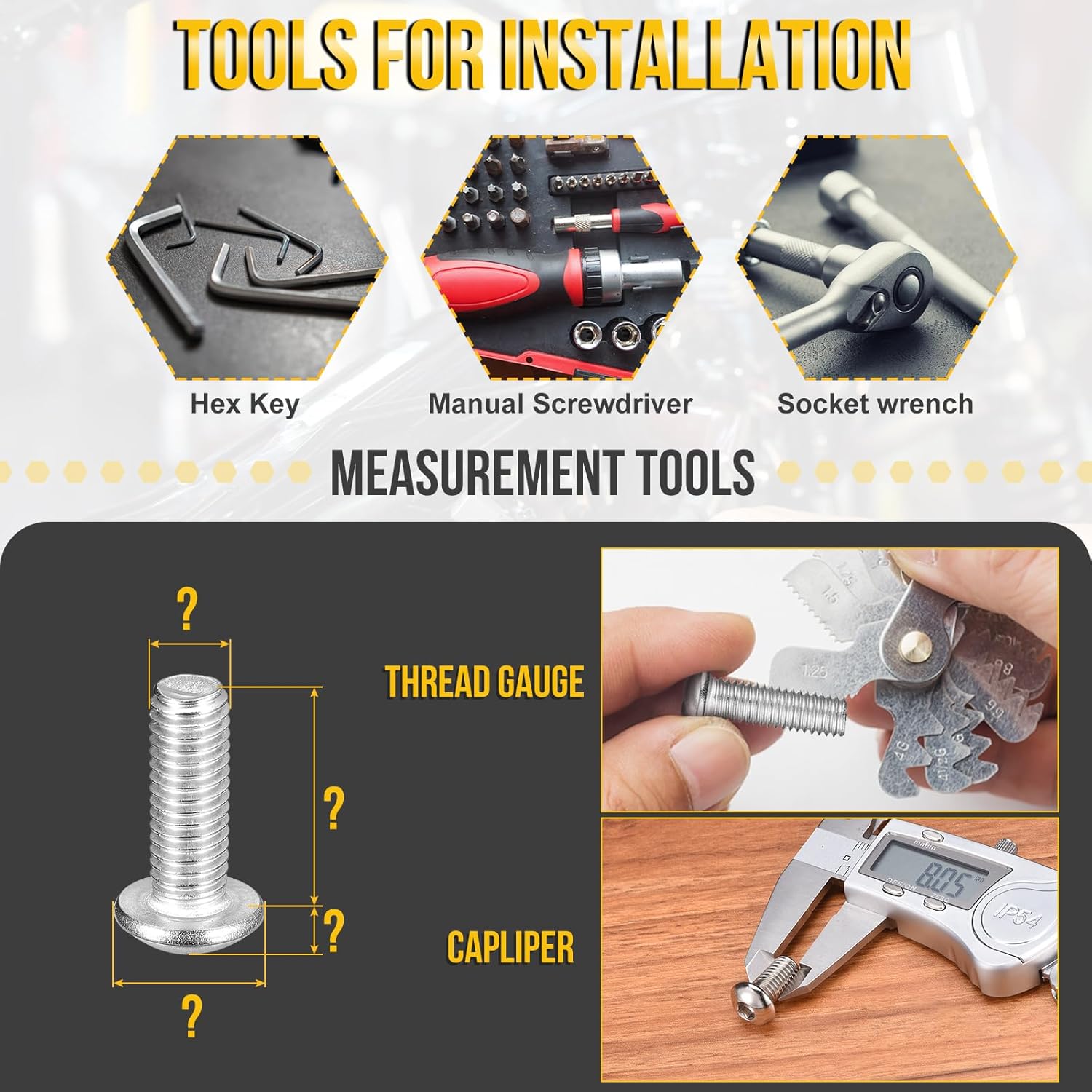 DTGN M6-1x35mm Button Head Socket Cap Screws - 50Pack - Good for Road Bicycle, Mountain Bike, Auto, Motorcycle - 316 Stainless Steel Whitewashed - Hex Socket Drive Fasteners