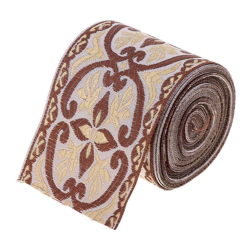 Juego de 10 cintas de tela jacquard beige de 5 m para costura y manualidades, 6 cm, color, 6 cm x 5 m