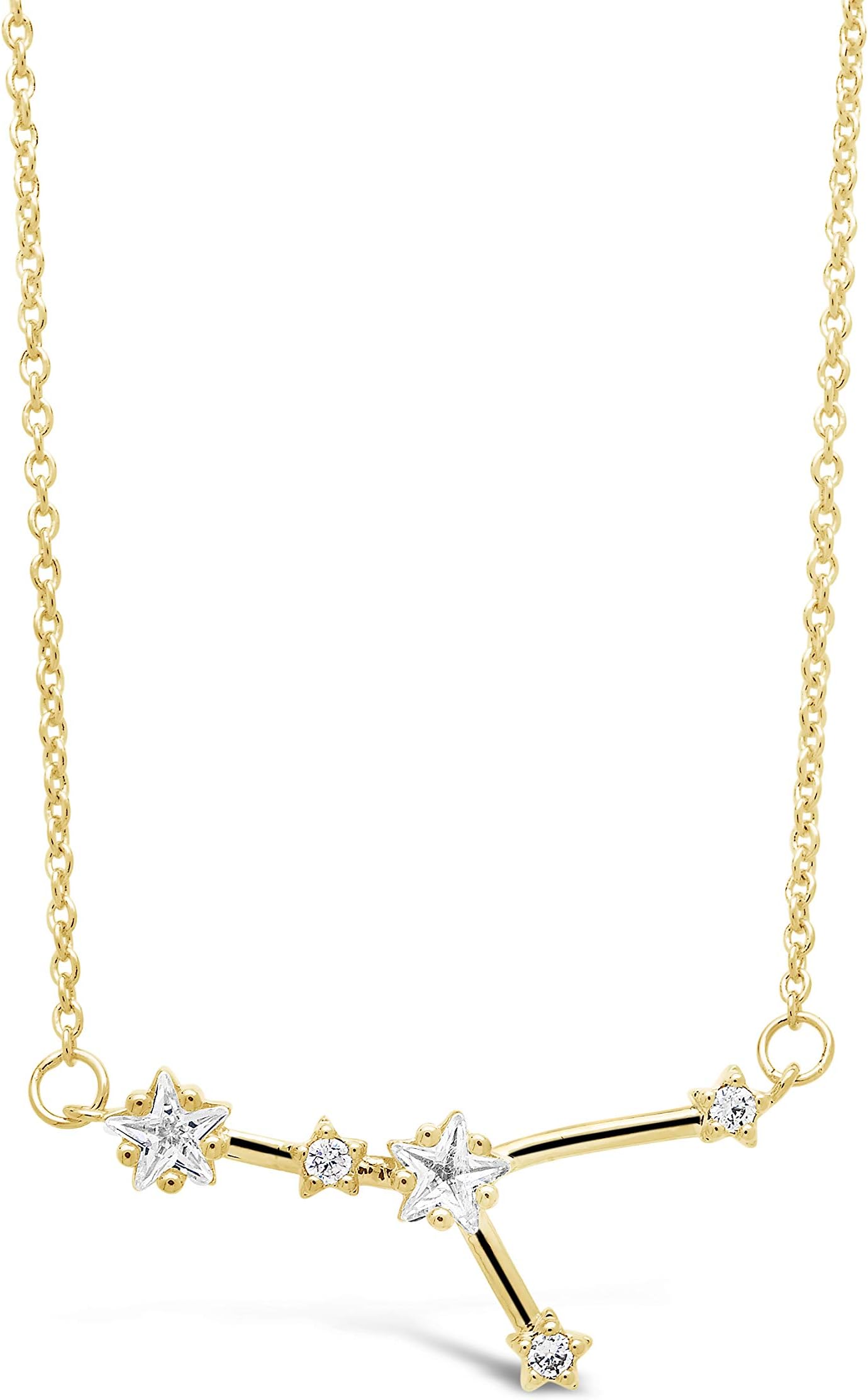 Sterling Forever - Constellation Necklace - 14K Gold Plated & Rhodium Plated Brass - Cubic Zirconia - Statement Zodiac - Adjustable Chain, Lobster Clasp - 16” Chain, 2” Extender - Nickel Free