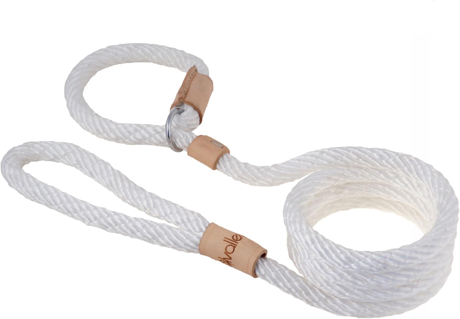 Alvalley Rope Dog Leashes with Stopper - Pet Slip Leads for Dogs - Soft Braided No-Pull Gentle Leash - Adjustable for Small, Medium, Large and Extra Large Dogs (White, 4ft Long, 13mm Thick)