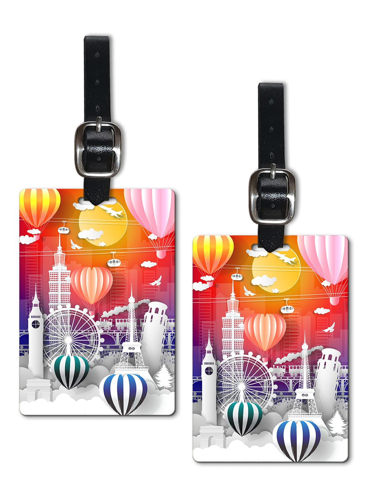 Lentikart 3D Lenticular Luggage Tag Set of 2 | Cityscape Papercut Europe | Luggage/Bag/Travel ID Label Tags for Suitcase & School Bags-image-45