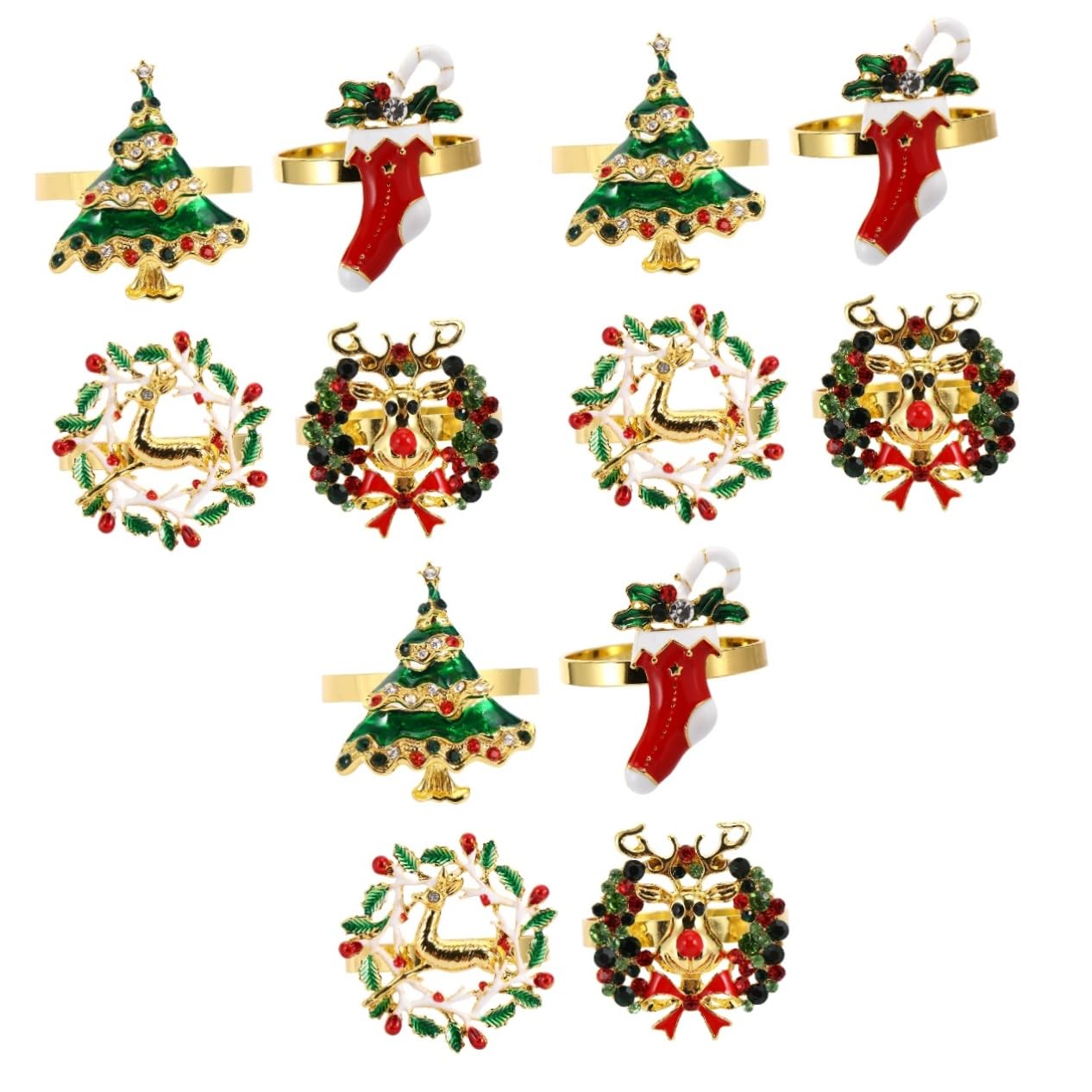 MAGICLULU 12stücke Teiliges Weihnachts-Napkin- Mit Reindeer Weihnachtsbaum Schneeflocke Und Serviettenhalter Für Festliche Tischdekoration Bei Partys Und Feiertagen