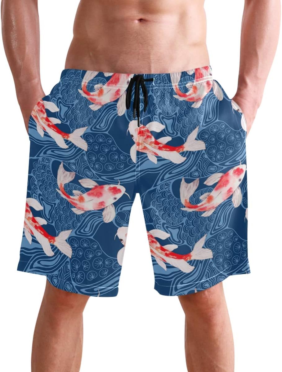 visesunny Stylish Mens Swim Trunks Quick Dry Beachwear Sports Running Swim Board Shorts Bathing Suits Mesh Lining