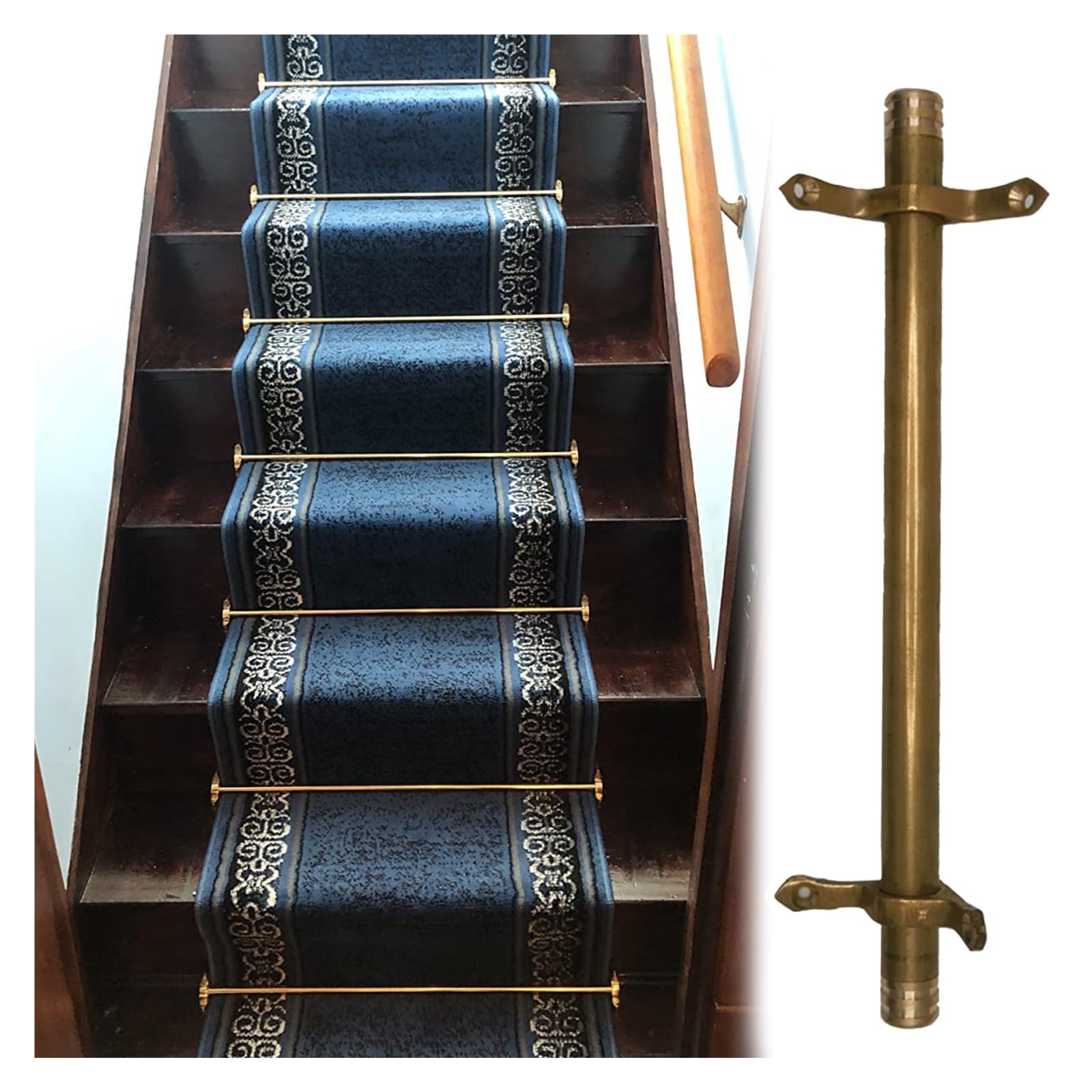Barres de fixation tapis escalier laiton antidérapante | Tube support déco 40 pouces couloir x6