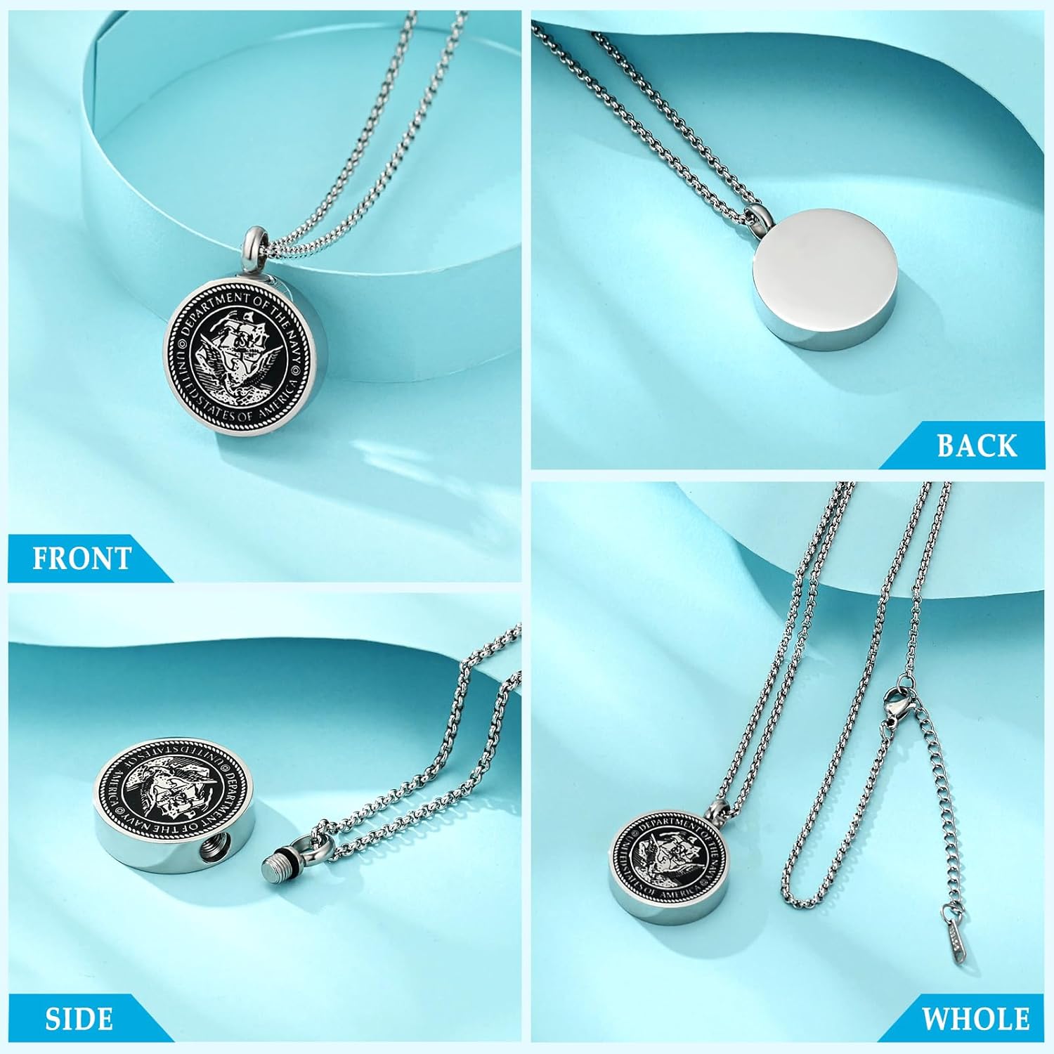 Hearbeingt Cremation Jewelry for Ashes USA Army/Air Force/Navy/Firefighter Memorial Urn Necklace for Ashes Keepsake Pendant for Women Men - Image 3