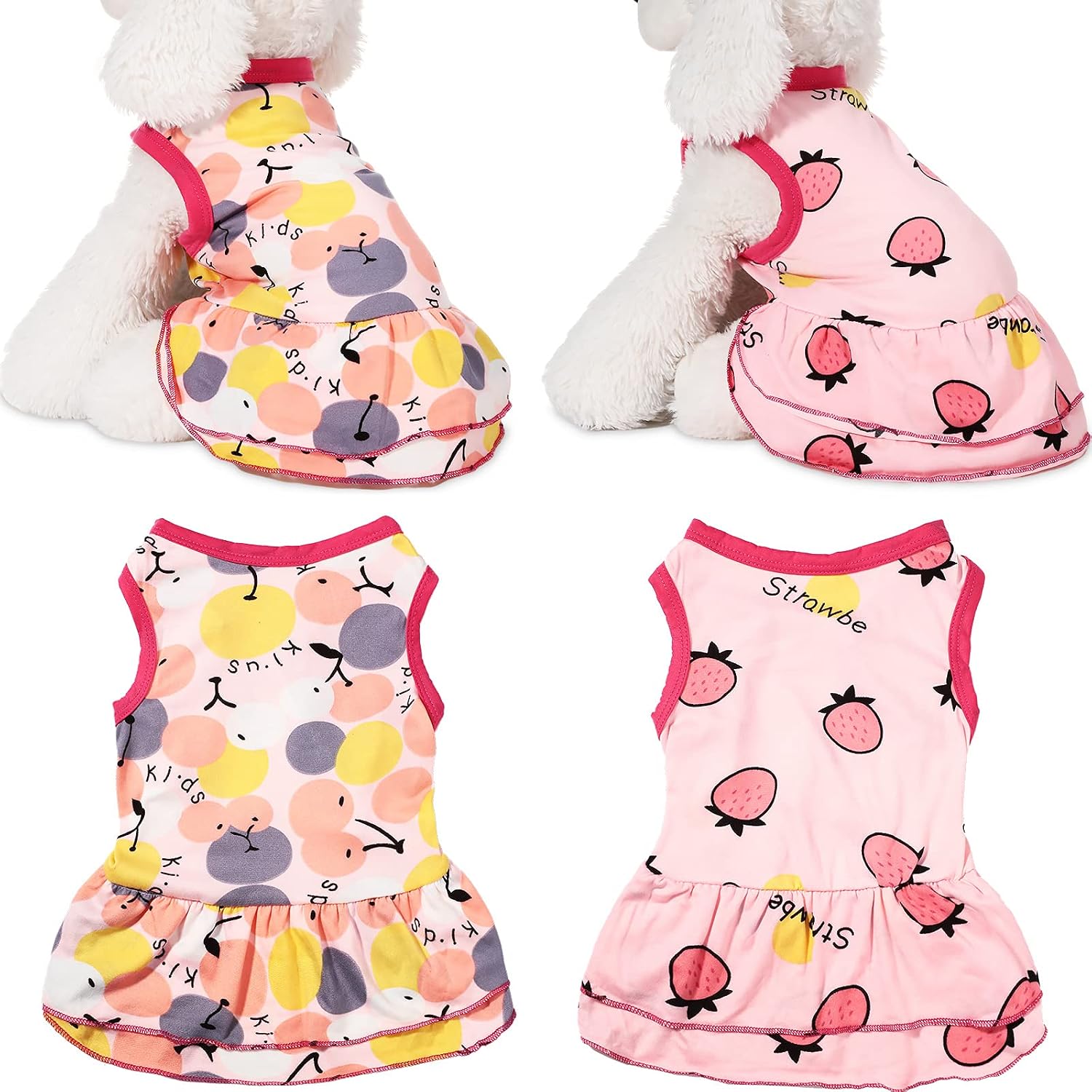 2 Pieces Small Dog Dress Summer Pet Dress Cute Tutu Princess Dress Organza Floral Design Puppy Dresses for Girl Puppy Small Dogs and…