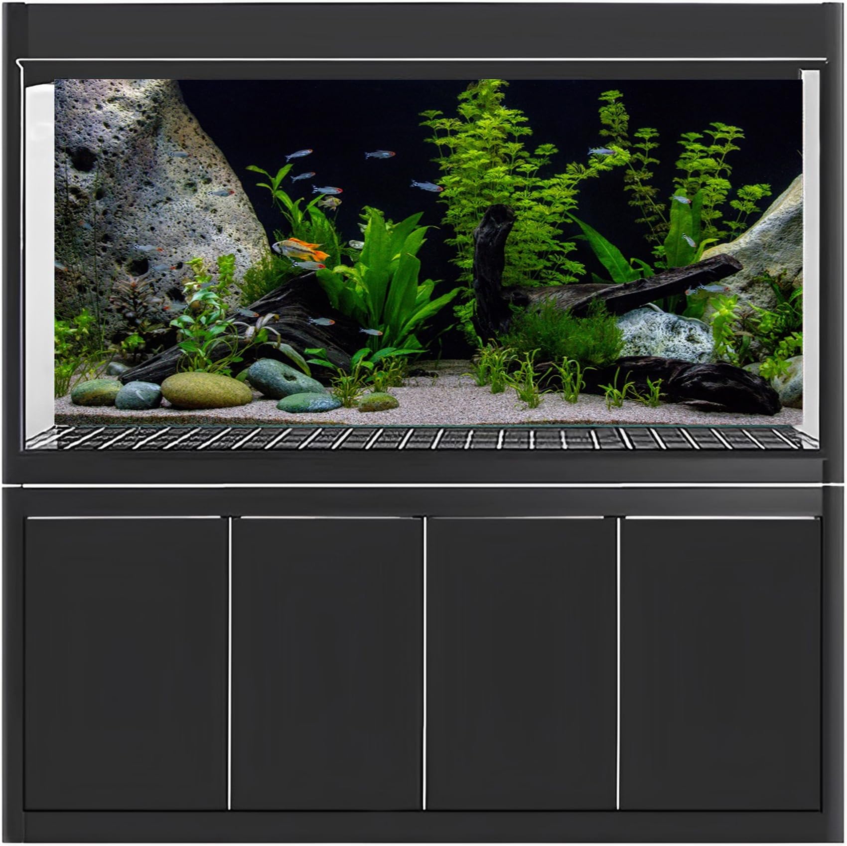 MIRRORANG 120x46cm Vinyl Underwater Aquatic Plant Fish Tank Background Stone River Bed & Lake Aquarium Background - Image 2