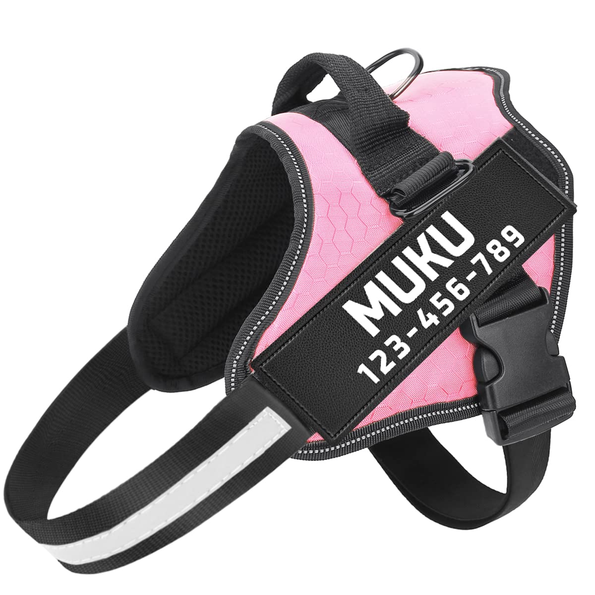 MUMUPET Custom No Pull Dog Harness with Name and Phone Number, Heavy Duty Personalized Pet Vest, 3M Reflective Breathable & Easy Adjust Pet Halters No