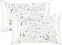 Vista 26 de EXQ Home - Funda de almohada de satén para cuidar el cabello y la piel, tamaño estándar, de seda con estampado negro, juego de 2 fundas con cierre