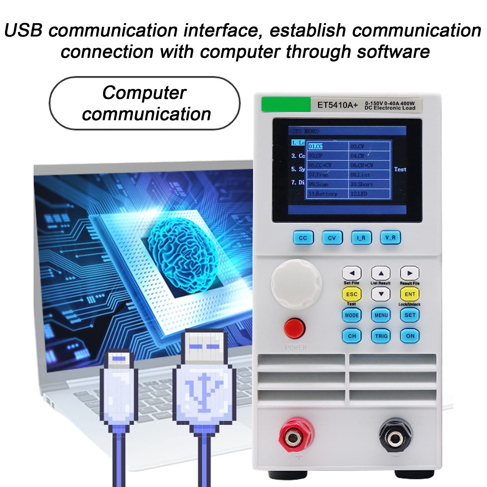 Tester di Carico DC Elettronico, Tester per Batterie a Canale Singolo/Doppio Programmabile, 12 Modalità di Test, per Laboratori,ET5411A+