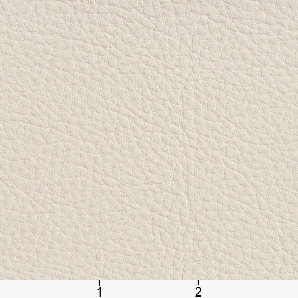 True White Pebbled Outdoor Indoor Faux Leather Upholstery Vinyl by The Yard - SKU: Janelle Natural