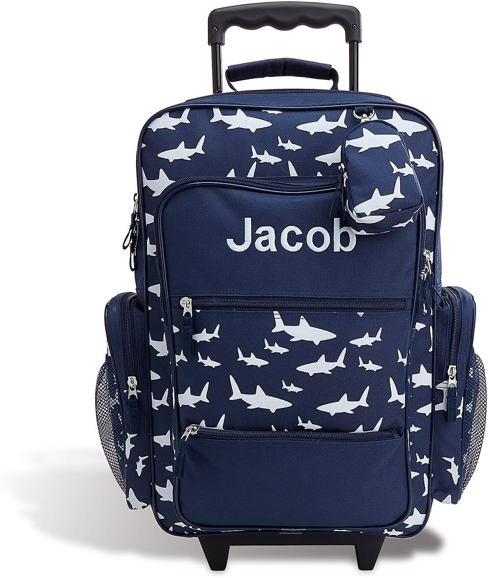 Personalized Rolling Luggage for Kids – Shark Design