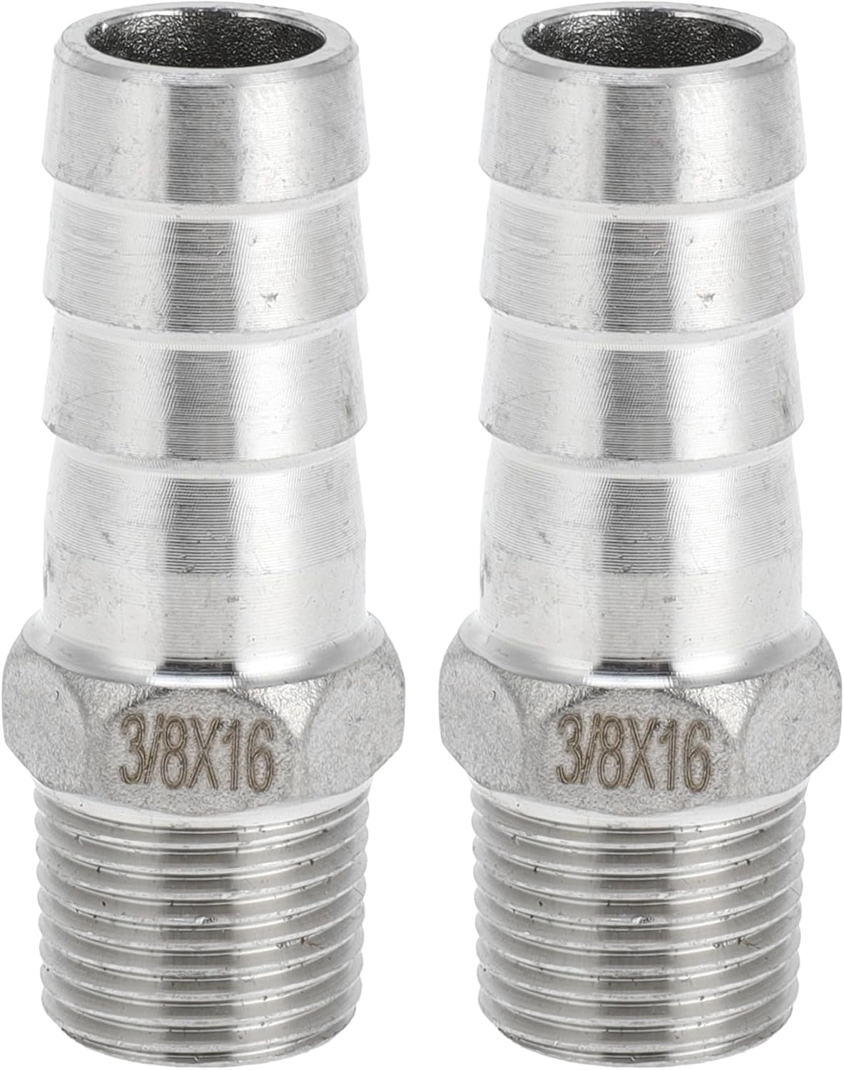 Stainless Steel Barb Fittings, 5/8" Barb 3/8 BSPT Male Hose Barb Tubing Connector for Air Water Oil Gas Fuel, 2 Pcs