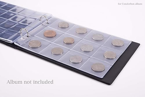Miniatura 1 de CONDORBOX Fundas para 10 páginas para álbum de monedas, 120 bolsillos, para colección de monedas grandes de oro y plata para monedas extranjeras de
