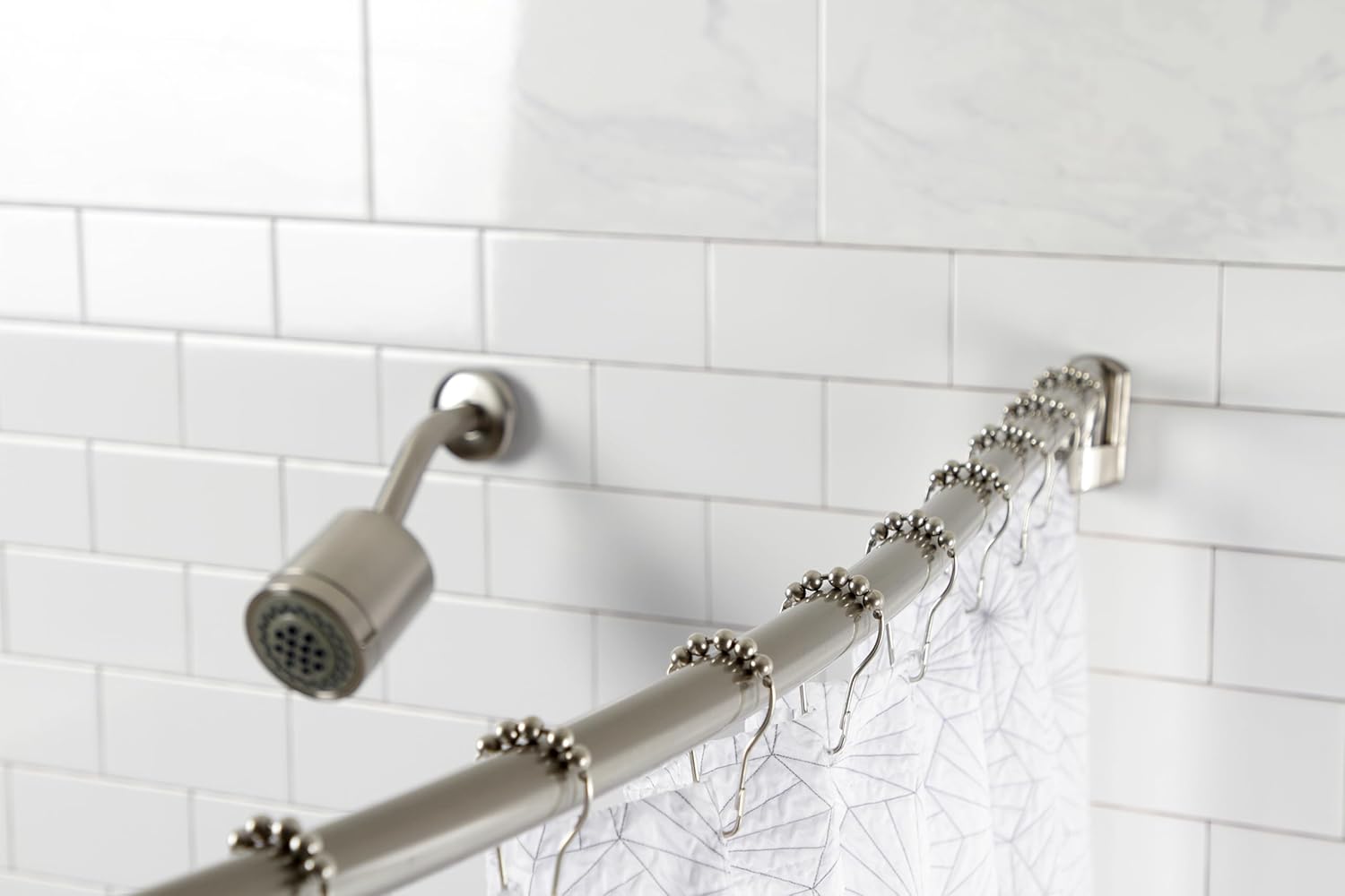 Kingston Brass CC6728 Edenscape Shower-Curtain-rods, 3'' (L) x 72'' (W) x 9'' (H), Brushed Nickel