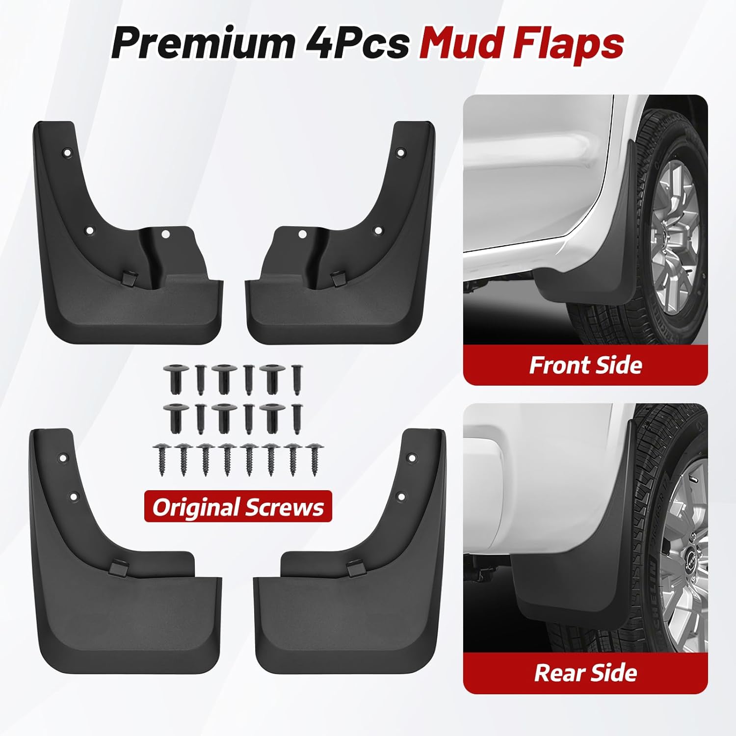 Sunsdrew Mud Flaps for 2022-2025 2026 Nissan Frontier Mudguards Accessories(with Wheel Eyebrow),All Weather Frontier Mudflaps,No-Drill Front&Rear 4PCS Frontier Splash Guard with Hardware