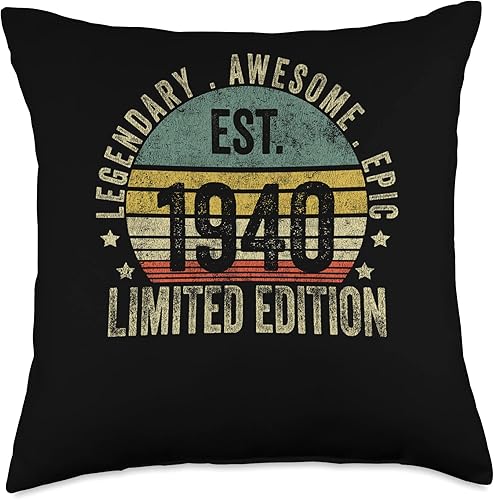 83rd Birthday Vintage 83 Year Old Est 1940 Limited Edition Throw Pillow