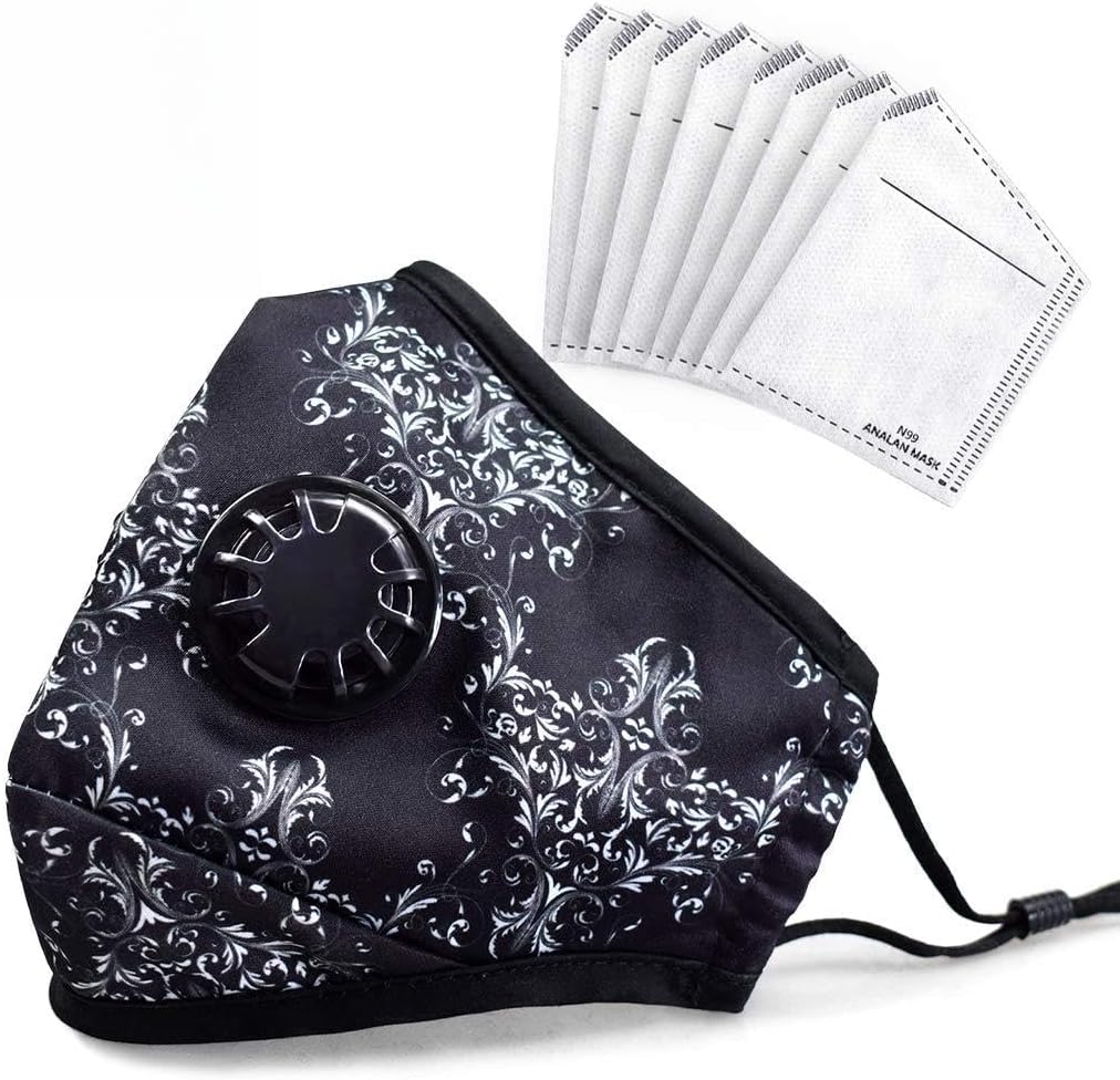ANALAN Anti Pollution Dust Mask Washable Face Mask for Dust with Filter (Classic Flower)